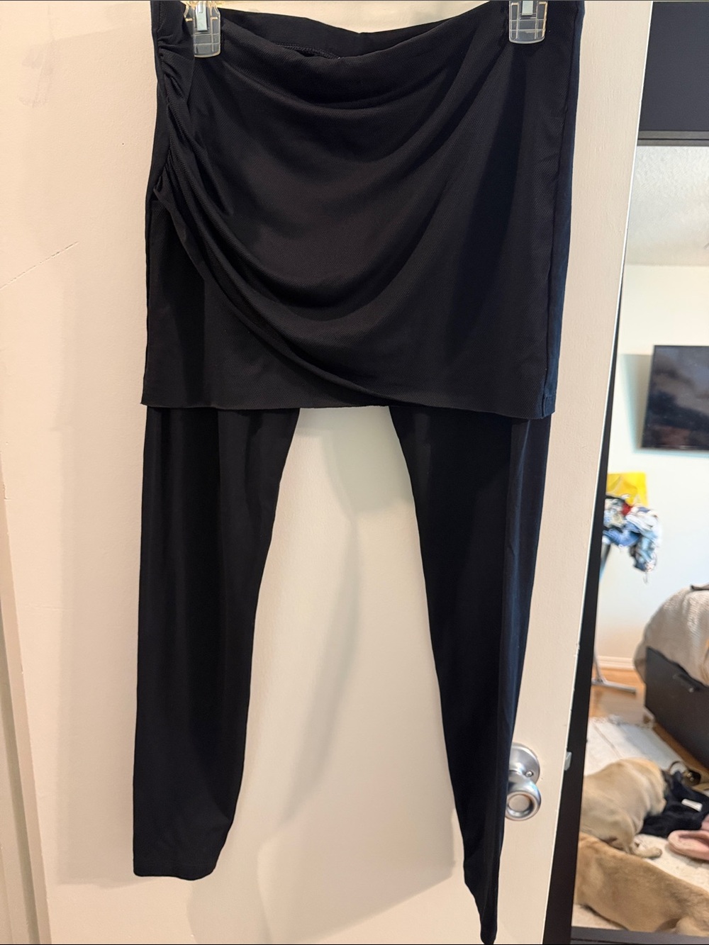 CAbi Black Skirted Leggings with Draped Waist
